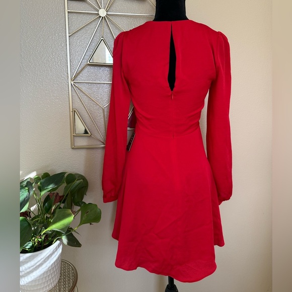 Express Vibrant Red Long Sleeve Dress - Picture 5 of 9
